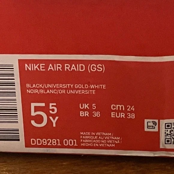 Nike Air Raid GS Roswell Rayguns DD9281-001 5.5Y Women's Size 7